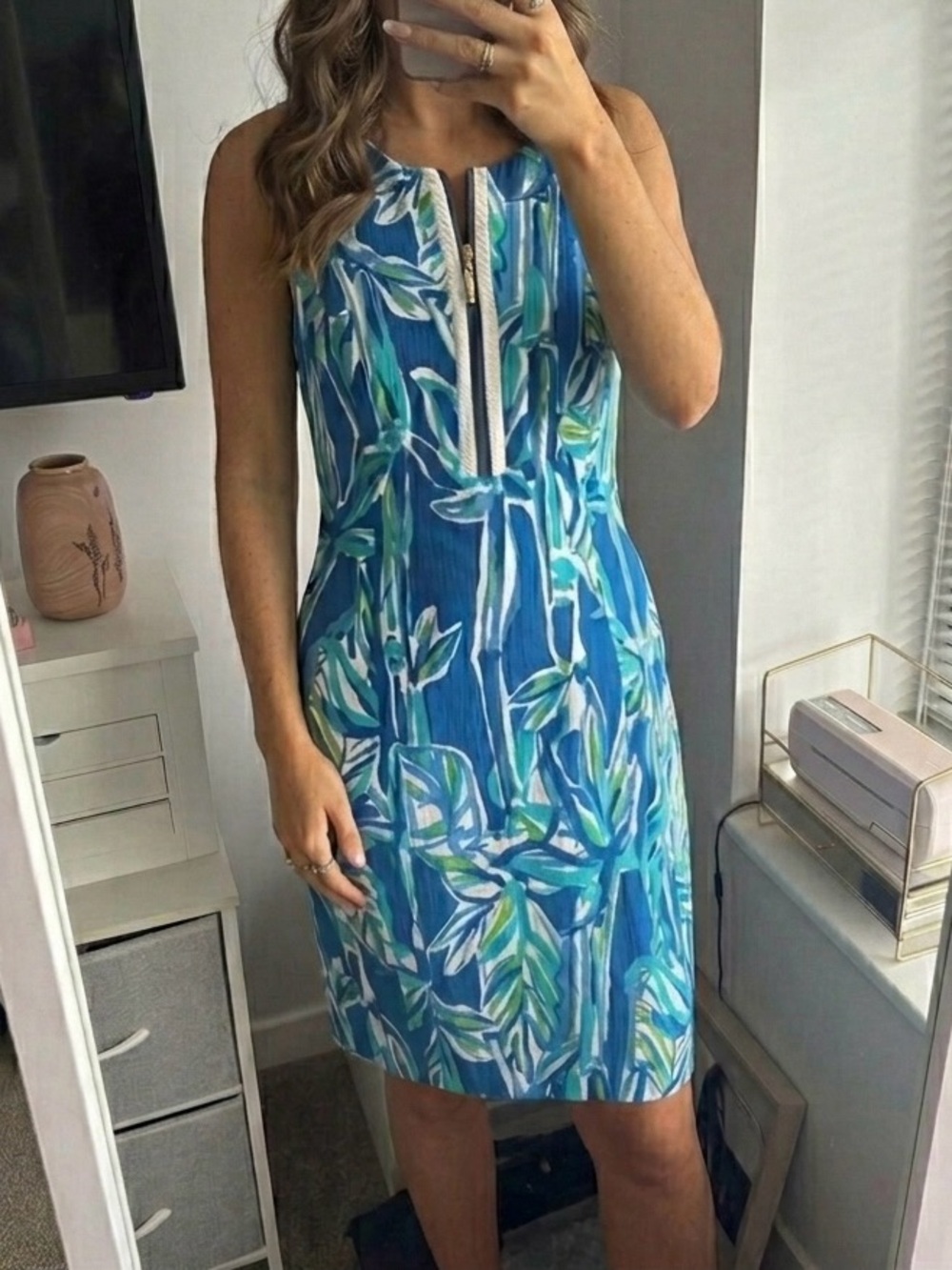 Lilly Pulitzer Blue & Aqua Leaf-Print Sleeveless Midi Dress